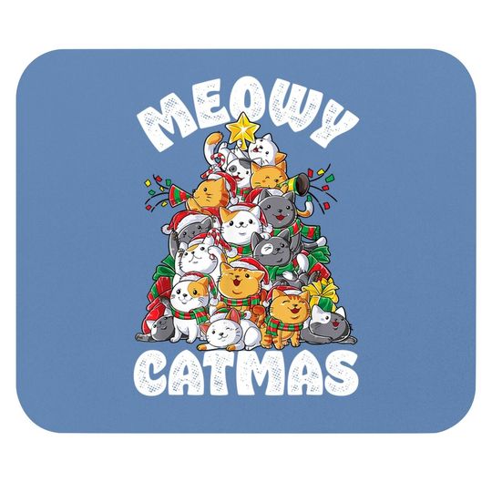 Meowy Catmas Cat Christmas Tree Xmas Mouse Pad