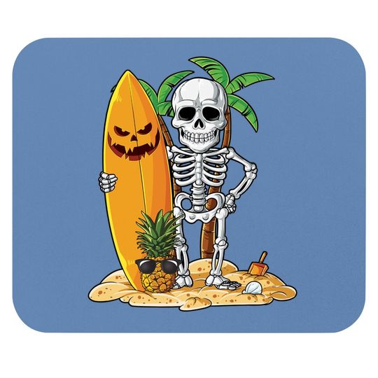 Skeleton Surfing Halloween Hawaii Surfer Mouse Pad