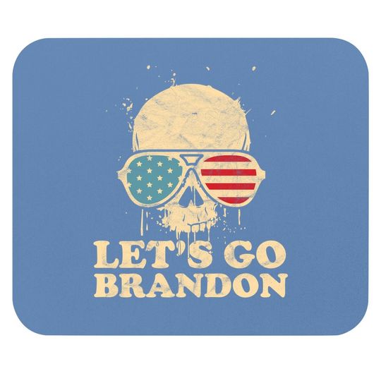 Let's Go Brandon Skull American Flag Mouse Pad