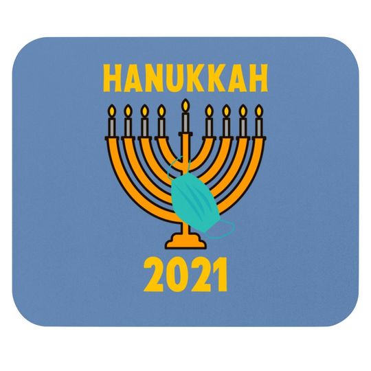 Happy Hanukkah 2021 Jewish Menorah Wearing Face Mask Mouse Pad