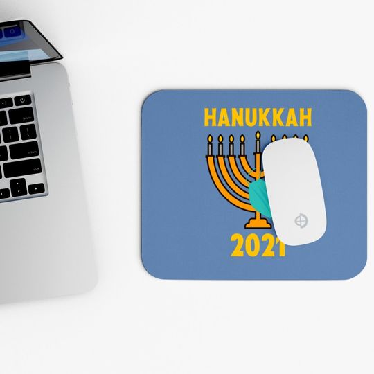Happy Hanukkah 2021 Jewish Menorah Wearing Face Mask Mouse Pad