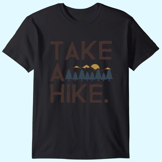 Womens Take A Hike Printed Short Sleeves T-Shirt Casual Camping Hiking Graphic Tee Tops