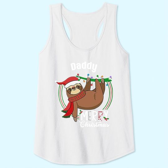 Custom Matching Sloth Merry Christmas Pajamas Daddy Tank Tops