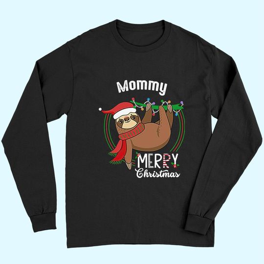 Custom Matching Sloth Merry Christmas Pajamas Mommy Long Sleeves