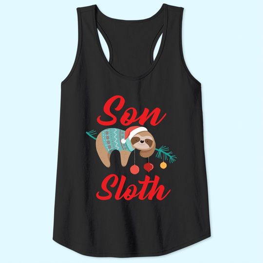 Sloth Christmas Family Matching Son Tank Tops