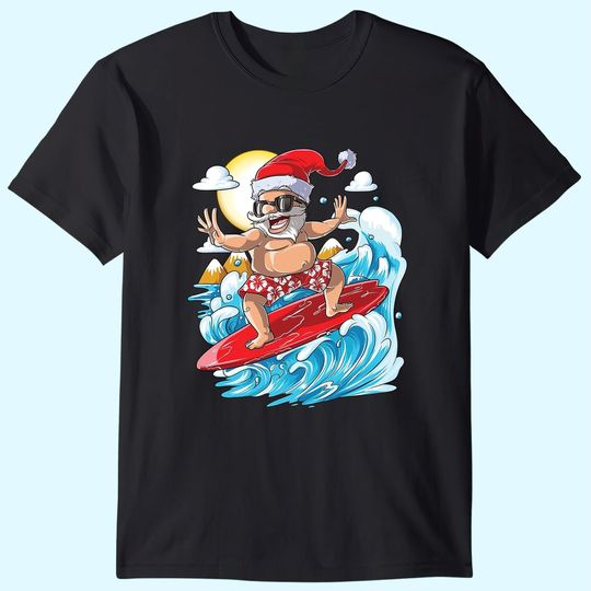 Santa Hawaiian Surfing Christmas Summer T-Shirts
