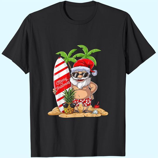Christmas Santa Hawaiian Surfing T-Shirts