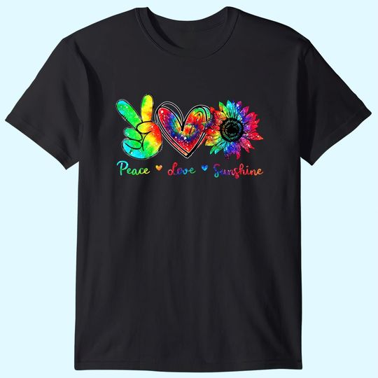 Peace Love Sunshine Sunflower Hippie Tie Dye T Shirt