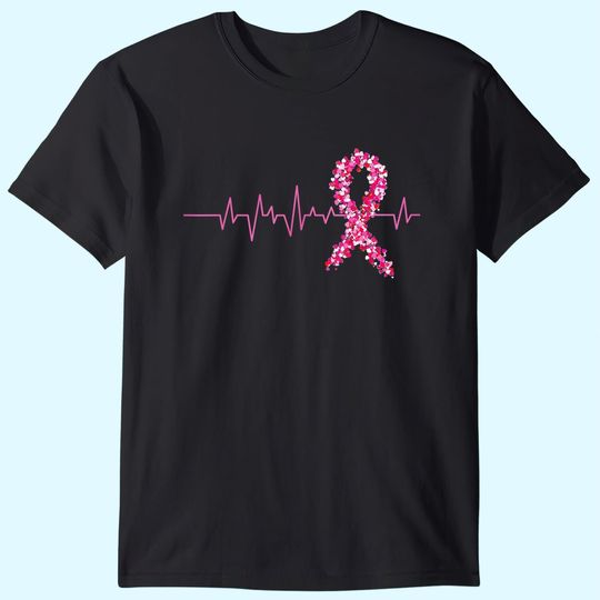Pink Heartbeat Ribbon Breast Cancer Shirt Warrior Women T-Shirt