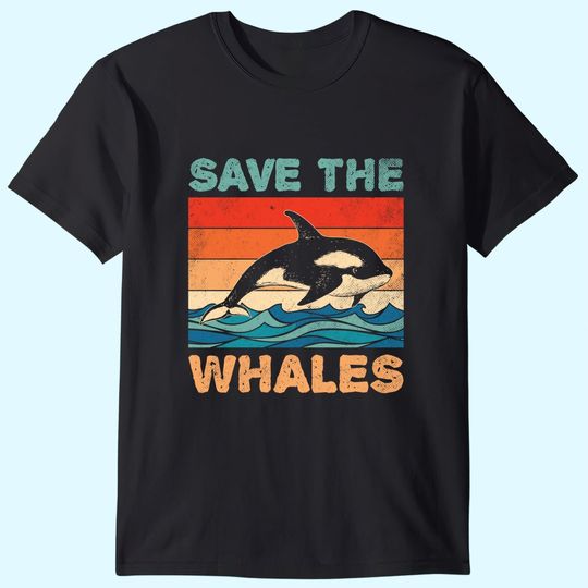Save The Whales Retro Vintage Orca Whale T Shirt