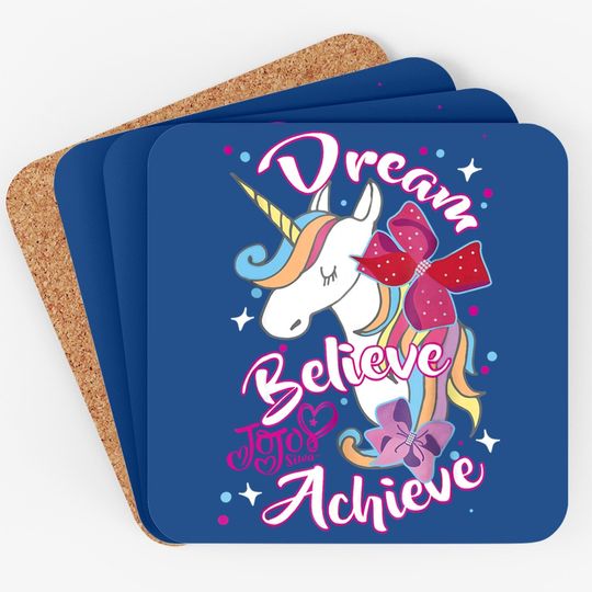 Dream Believe Achieve Unicorn Graphic Coaster