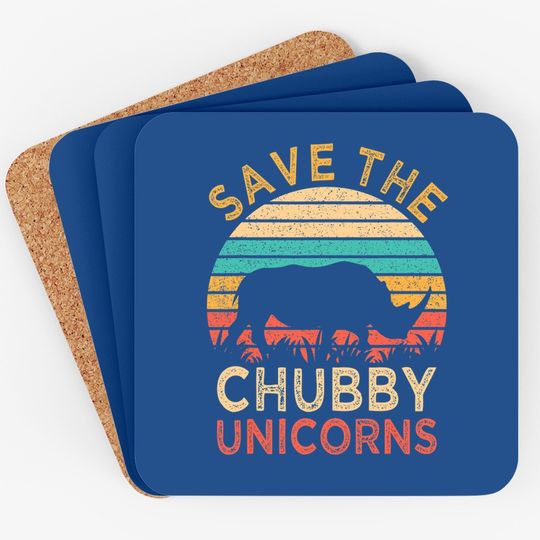 Save The Chubby Unicorns Vintage Funny Rhino Animal Rights Coaster