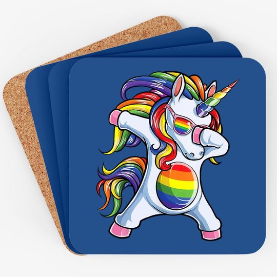 Dabbing Unicorn Gay Pride Lgbt Coaster Lesbian Rainbow Flag Coaster