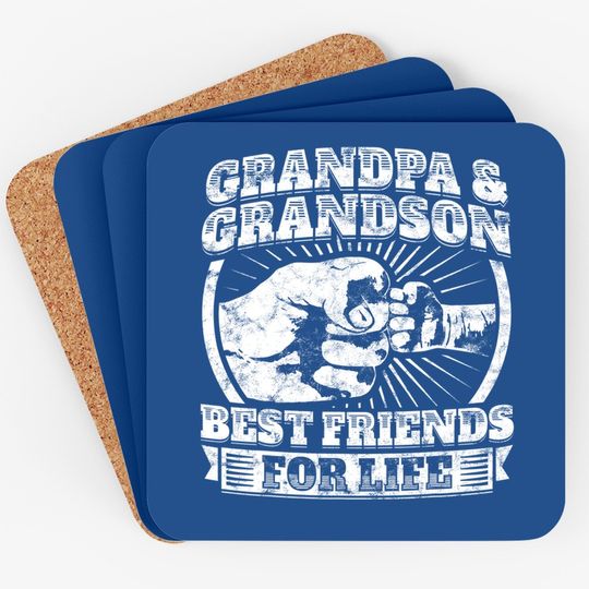 Grandpa And Grandson Gift Family Coaster Grandad Fist Bump Coaster