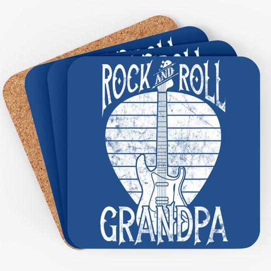 Rock N Roll Grandpa Vintage Guitar Player Gift Coaster