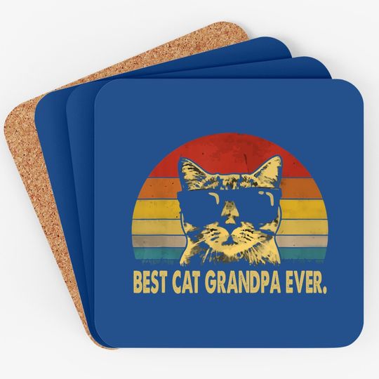 Best Cat Grandpa Ever Vintage T Coaster Father's Day Coaster Coaster