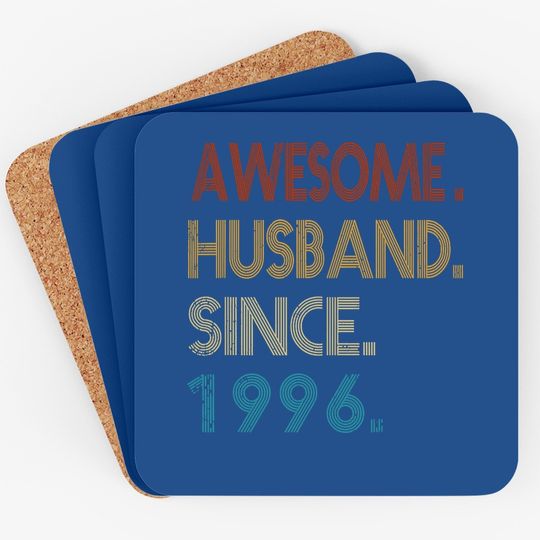 25th Wedding Anniversary Gift - Awesome Husband Since 1996 Coaster