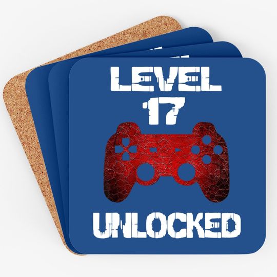Level 17 Unlocked Boys 17th Birthday 17 Year Old Gamer Coaster