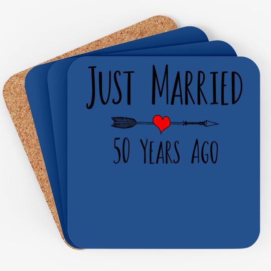 Just Married 50 Years Ago Husband Wife 50th Anniversary Gift Coaster