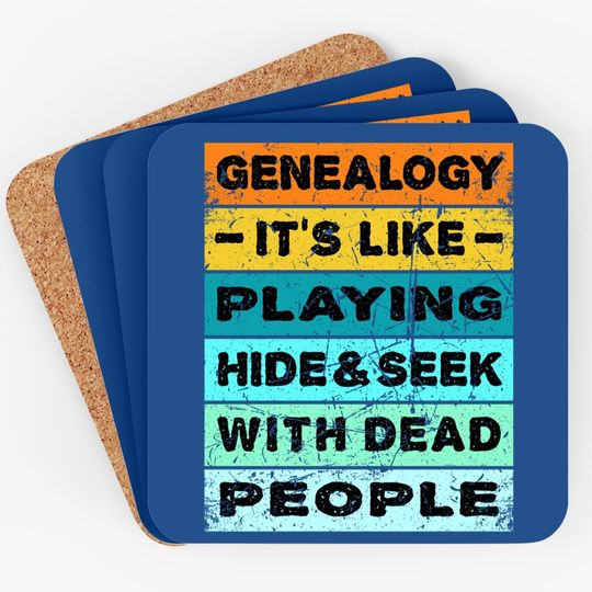 Retro Vintage Genealogy Playing Hide And Seek Genealogist Coaster