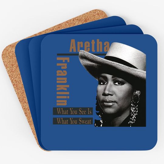 Aretha Franklin What You See Is Creative Print Coaster Black