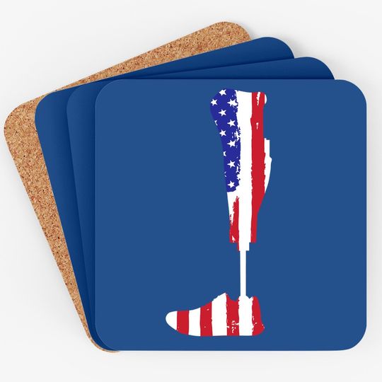American Flag Prosthetic Leg Patriotic Amputee Coaster