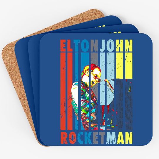 Vintage Elton Art John Country Musician Play Piano Rocketman Premium Coaster