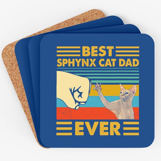 Best Sphynx Cat Dad Ever Retro Vintage Sunset Coaster