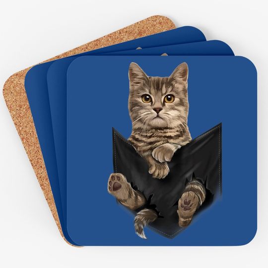 Brown Cat Sits In Pocket Coaster Cats Coaster Coaster Gifts
