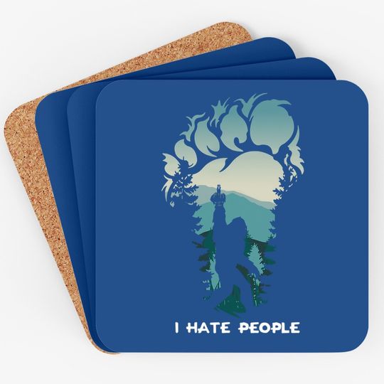 I Hate People Bigfoot Footprint Coaster