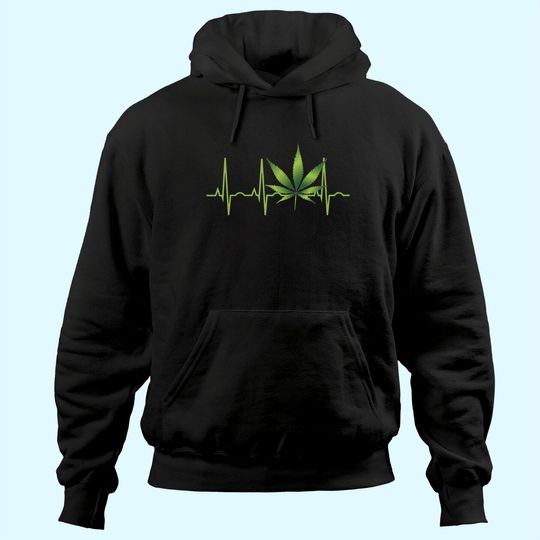 Weed Hoodie for Men & Women Marijuana Leaf Heartbeat  Hoodie