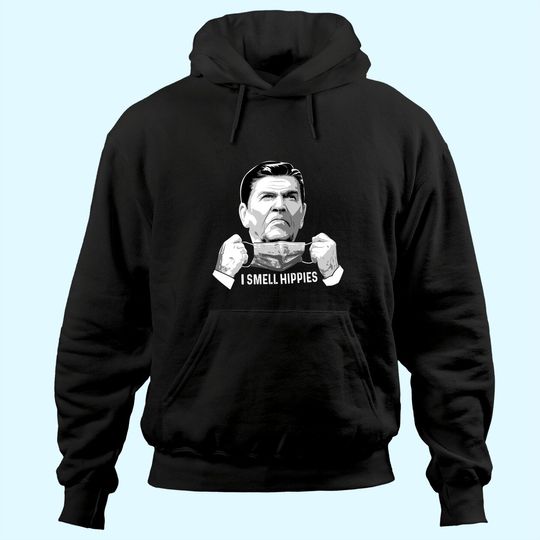 Vintage I Smell Hippies Funny Ronald Reagan Hoodie