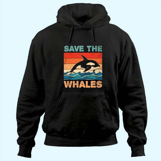 Save The Whales Retro Vintage Orca Whale Hoodie