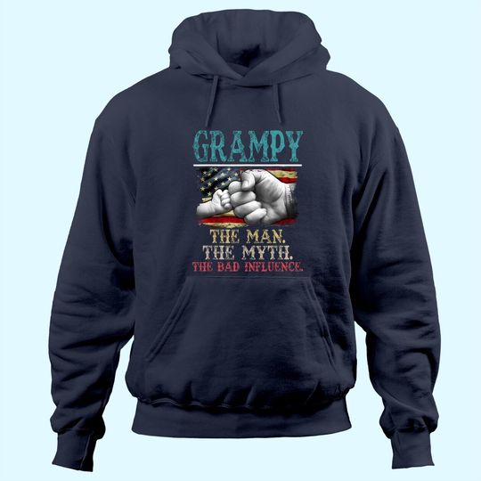 Mens Grampy The Man The Myth The Bad Influence American Flag Hoodie