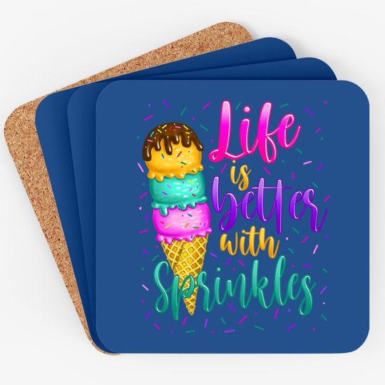 Cute Sweet Ice Cream Lover Sprinkle Life Love Coaster