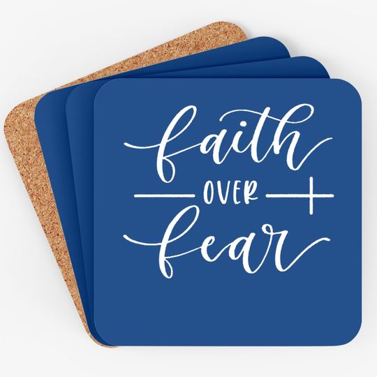 Faith Over Fear Coaster Funny Spiritual Faith Graphic Casual Religious Coaster Christian Inspirational Coaster With Saying