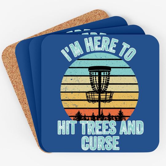 Disc Golf Coaster Funny Hit Trees And Curse Retro Disc Golf Gi Coaster