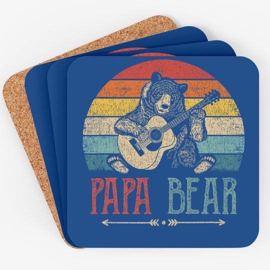 Papa Bear Funny Guitar Coaster For Men