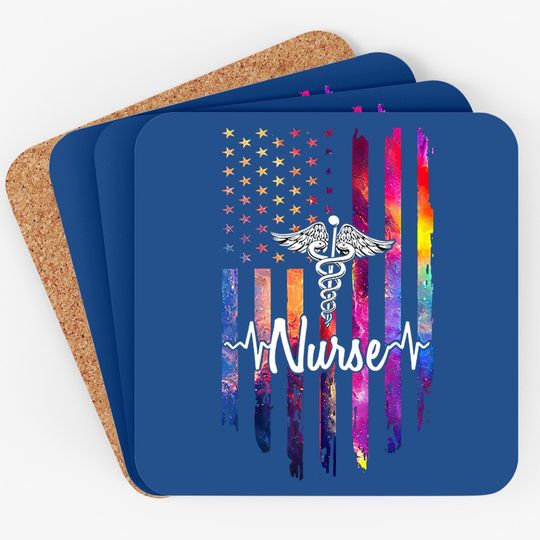 Nurse Coaster Proud Nurse American Flag Usa Flag Nure Coaster
