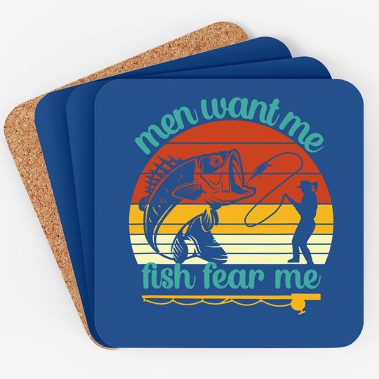 Fishing Want Me Fish Fear Me Funny Vintage Gift Coaster