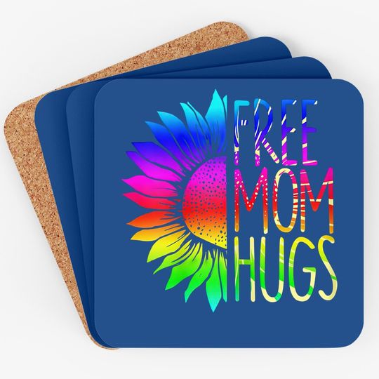 Free Mom Hugs Coaster - Lgbt Rainbow Sunflower Coaster Coaster