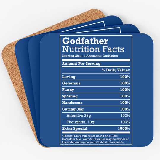 Godfather Nutritional Facts Funny Family Gift From Godchild Coaster