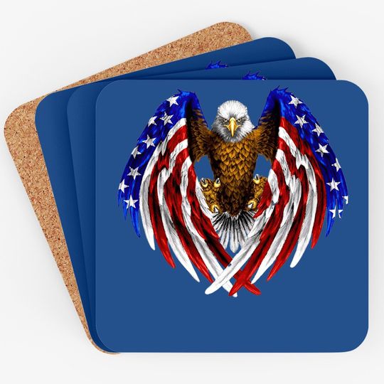 American Eagle Patriot Coaster Us Flag With Eagle Gift Coaster Premium Coaster