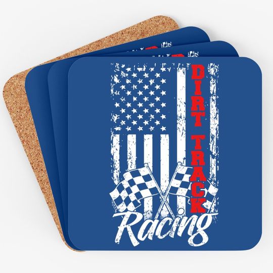 American Flag Dirt Track Racing Car Bike Driver Racer Gift Coaster