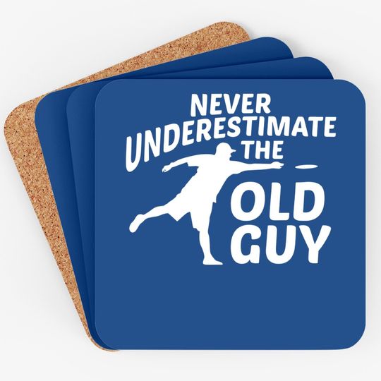 Never Underestimate The Old Guy Funny Disc Golf Designs Coaster