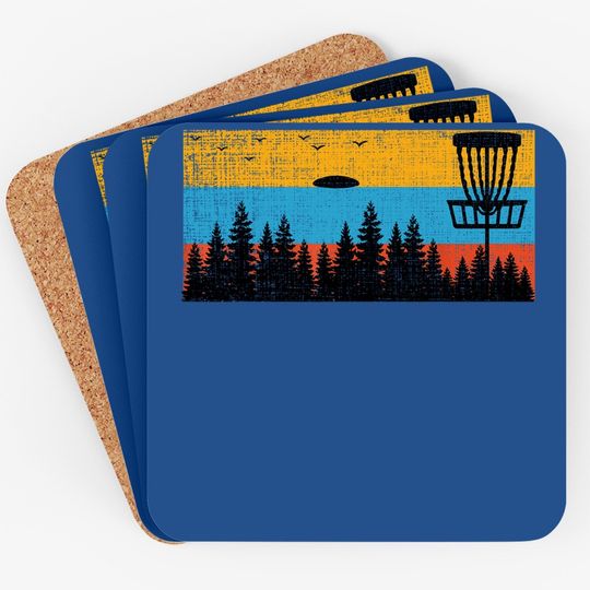 Retro Disc Golf Frolf Frisbee Vintage 70s 80s Style Coaster