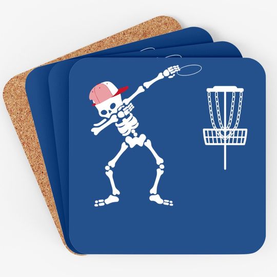 Dabbing Skeleton Wear Hat Disc Golf Player Halloween Costume Coaster
