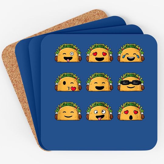 Tacos Emojis Cinco De Mayo Funny Emoticons Boys Girls Coaster