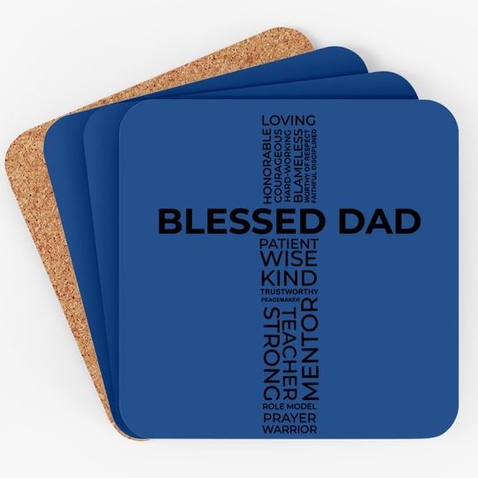 Christian Blessed Dad Cross Father's Day Coaster