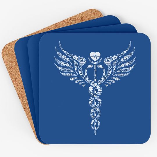 Nurse Caduceus Medical Symbol Nursing Logo Gift Coaster